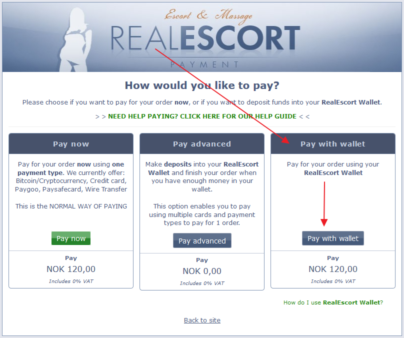 Payment: RealEscort Wallet (CREDIT! 